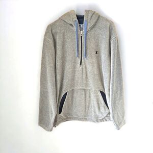 CHAMPION Men's New Gray & Blue 1/2 Zip-Up  Fleece Pullover Hoody.